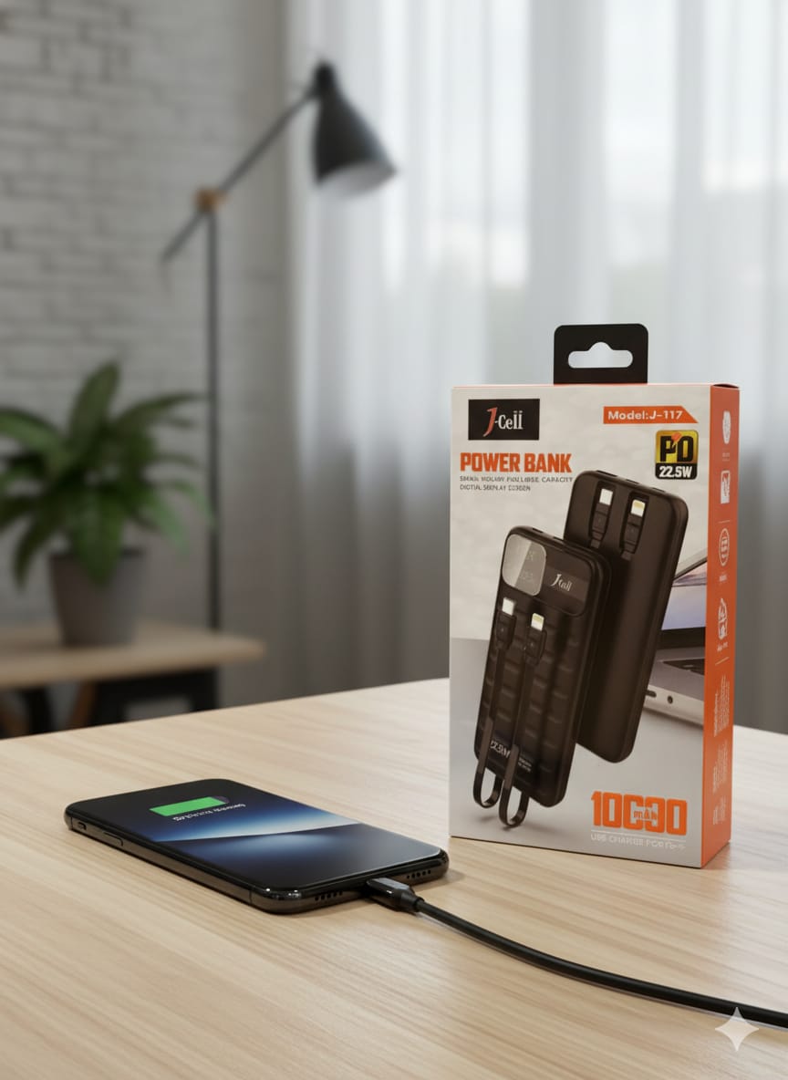 i.cell Power bank j117 10000 bettery mah with multicable